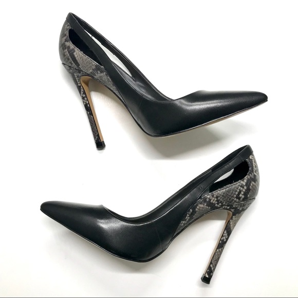 Zara Shoes - Zara Black Pumps Snake Reptile Cut Out Heels